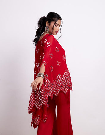 Laal Ishq Kaftaan & Flare Bottom Suit Set