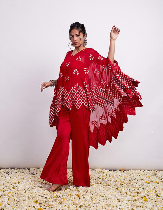 Laal Ishq Kaftaan & Flare Bottom Suit Set