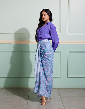Silken Sway Skirt and Shirt Indo-Western Set