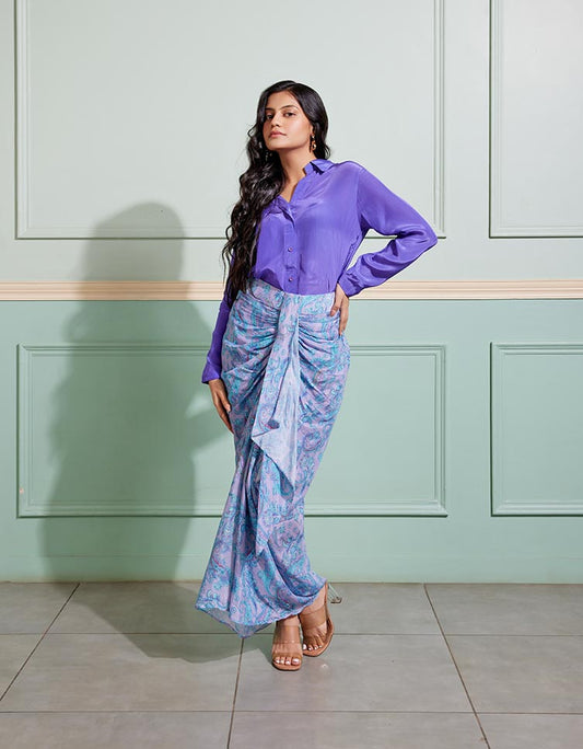 Silken Sway Skirt and Shirt Indo-Western Set
